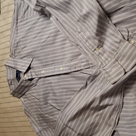 polo Ralph Lauren men's gray/white longsleeve button down large - Picture 2 of 6
